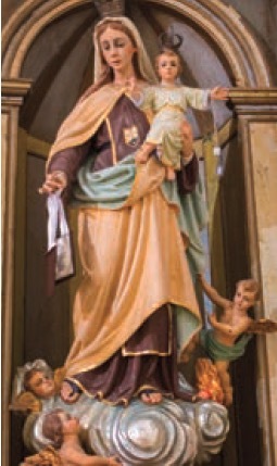 culpture of the Virgin Mary with baby Jesus and the angels