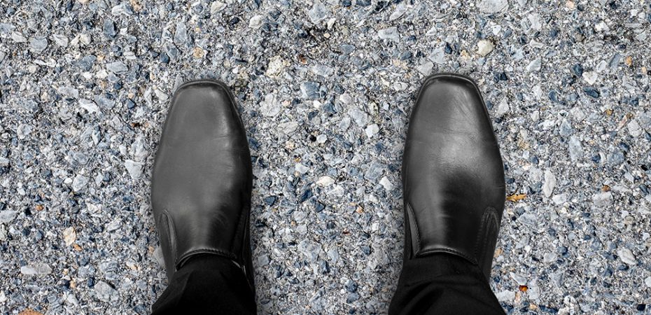 shoes on pebbles