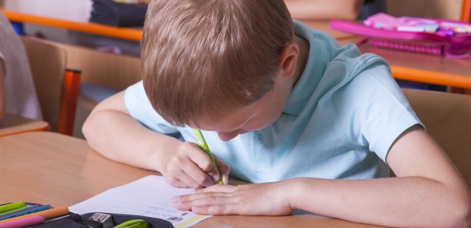 boy taking a test