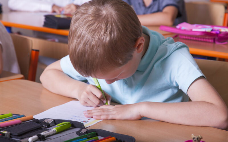 boy taking a test